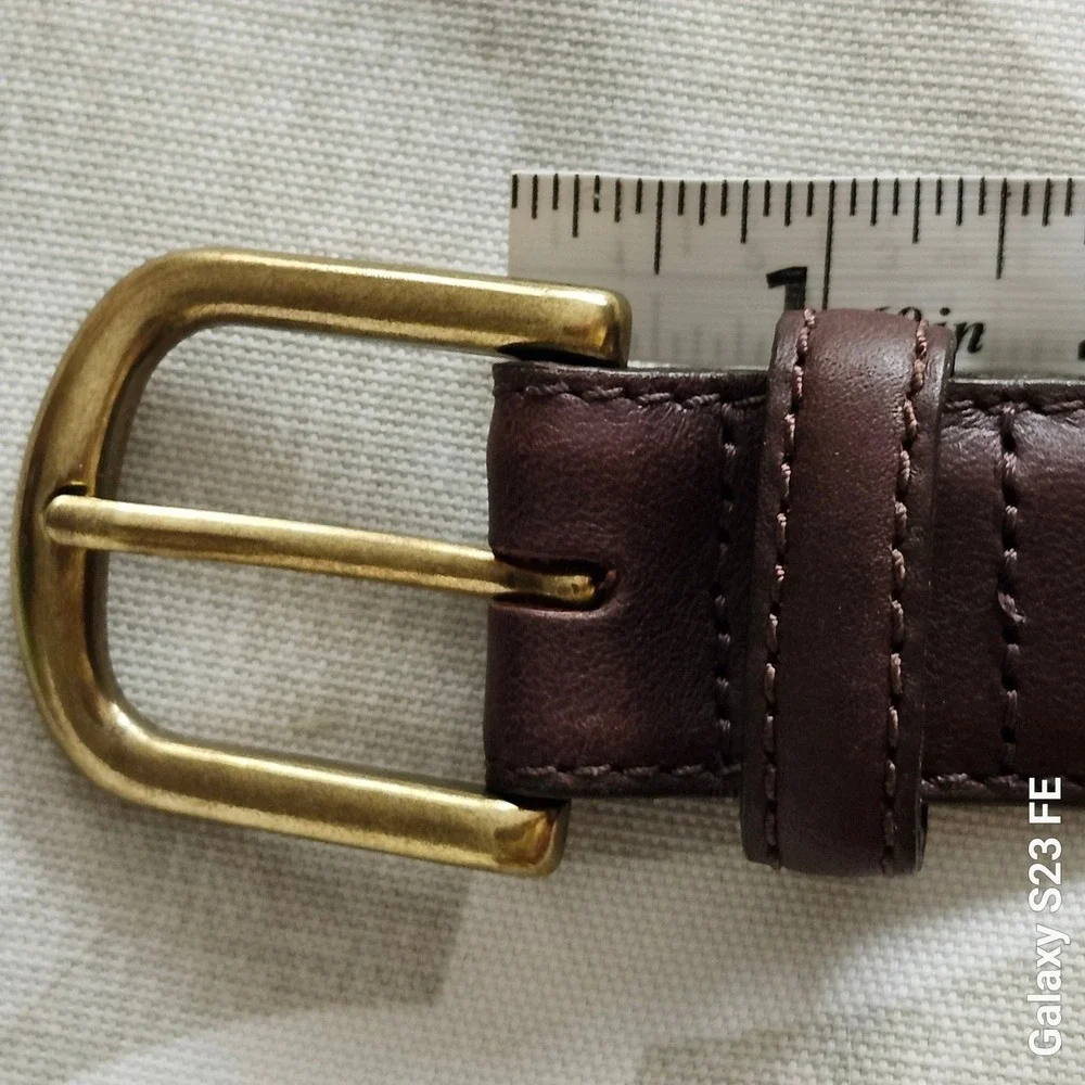 L.L. Bean Leather Belt Mens 36 Brown Brass Buckle Made in USA Classic Dress